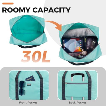 For Frontier Airlines Personal Item Bag 18x14x8 Travel Duffel Bag Carry on - color: Green (with Shoulder Strap)