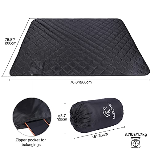 REDCAMP Large Camping Blanket with Sherpa Lining, Black 79"x79" - color: Black, size: 79"x 79"