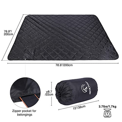REDCAMP Large Camping Blanket with Sherpa Lining, Black 79"x79" - color: Black, size: 79"x 79"