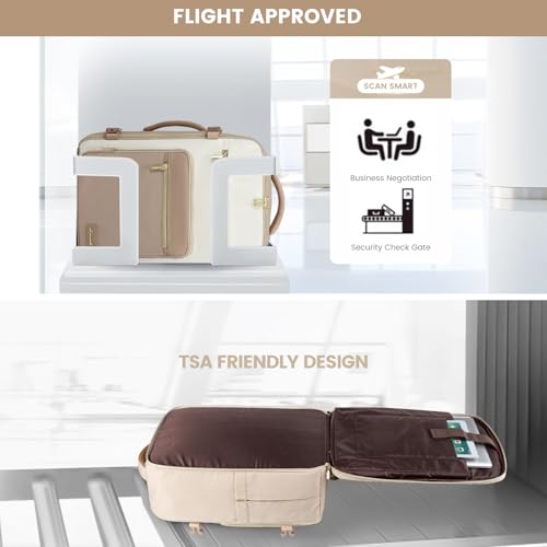LOVEVOOK Travel Backpack For Women,50L Carry On TSA Personal Item Bag - color: Off-white and Khaki, size: 18 Inch-50L-4Pcs