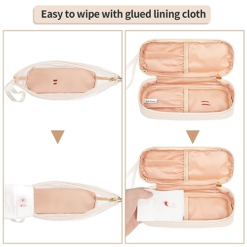 Clear Makeup Bag with Brushes Compartment Travel TSA Approved Toiletry Bag - color: 05-cream clear