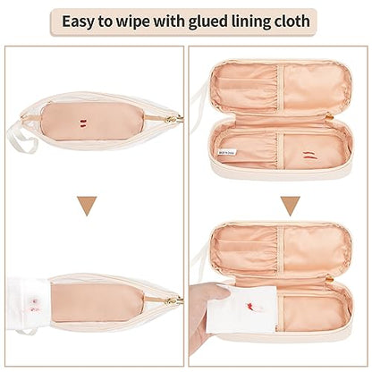 Clear Makeup Bag with Brushes Compartment Travel TSA Approved Toiletry Bag - color: 05-cream clear