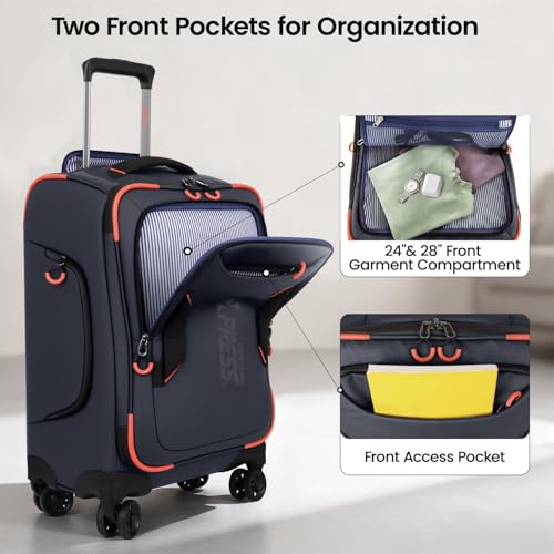 3-Piece Softside Upright Luggage Set,Waterproof Fabric - color: Blue, size: 3-Piece Set (22"/26"/30'')