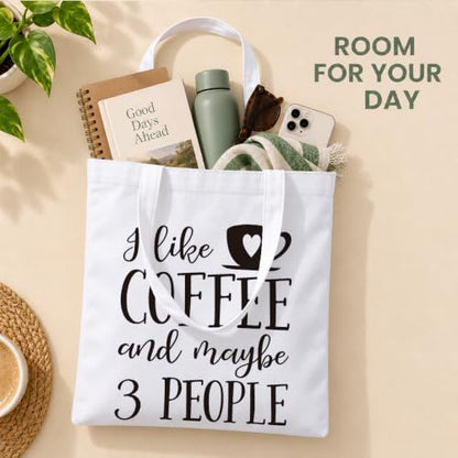 Funny Canvas Tote Bag, Reusable Playful Shoulder Bag, Whimsical Carryall for Shopping Commute Beach - color: Coffee 01