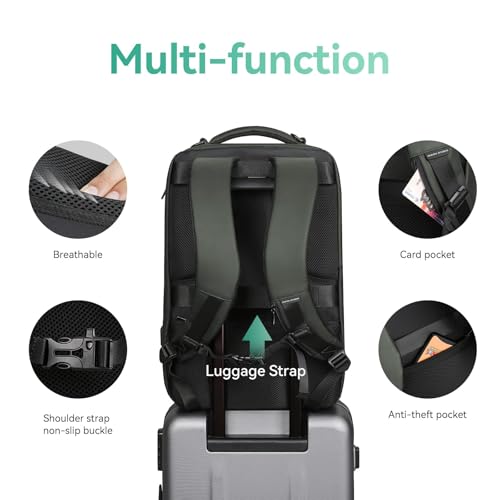 MARK RYDEN Business Backpack for Men, Waterproof High Tech Backpack with Sport Car Shape Design and USB Charging Port, Travel Laptop Backpack Fits 17.3 Inch Notebook - color: Green-3 Pockets
