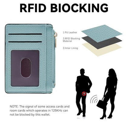 Tipmile Womens Credit Card Holder Wallet, Small Slim RFID Blocking Sleeve - color: Powder Blue