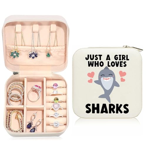 Shark Travel Jewelry Case Small PU Leather Jewelry Box Organizer - color: Shark, size: No Initial