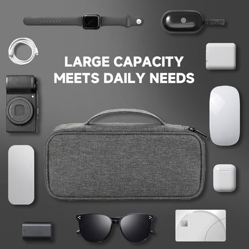 Teskyer Tech Organizer Pouch with Handle, Dark Grey - color: Dark Grey, size: Single Layer