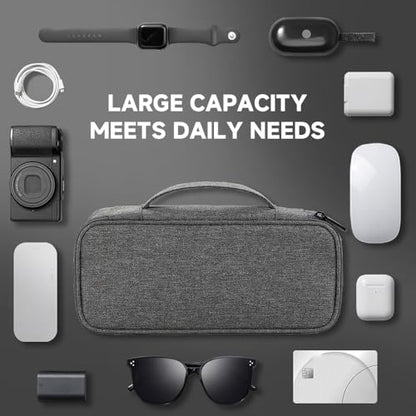 Teskyer Tech Organizer Pouch with Handle, Dark Grey - color: Dark Grey, size: Single Layer