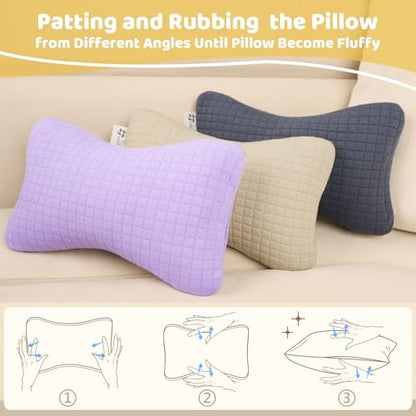vocheer Small Pillow with Removable Cover, 11"x 7" Tiny Travel Pillow 1 PC - color: Dark Beige-1pc