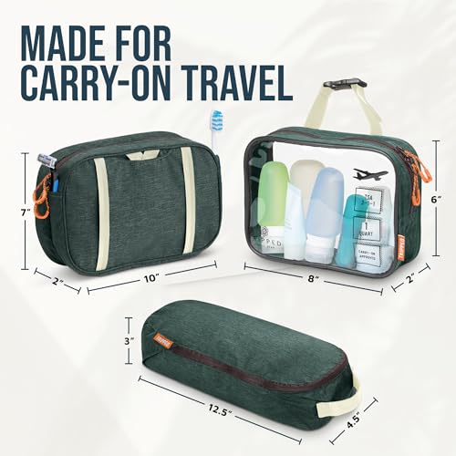 TRIPPED Travel Gear 3-Piece Travel Toiletry Bag Set - color: Green