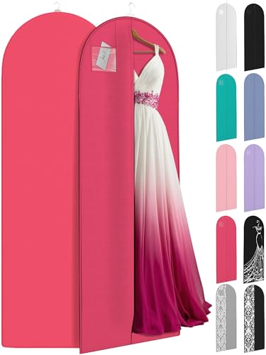 Your Bags 72" Long Wedding Dress Bag for Gowns & Dresses, ID Window - color: Fuchsia