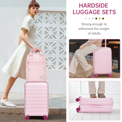 Carry On Luggage Set 3 Piece, Carry-on Suitcase With Wheels - color: BT-Pink