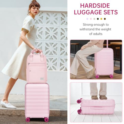 Carry On Luggage Set 3 Piece, Carry-on Suitcase With Wheels - color: BT-Pink