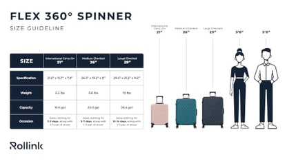 Rollink Foldable Flex 360 Large Checked Suitcase 29” – Hardshell Luggage, Double Spinner Wheels, TSA Lock, Lightweight & Durable Travel Case – Scratch, Water & Impact Resistant (Warm Grey) - color: Warm Grey, size: Checked-Large 29-Inch