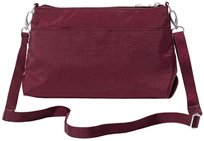 Baggallini Original Everyday 11x7.5 Crossbody Bags Rfid Protected Lightweight Nylon Zippered Travel Purse - color: Dark Cherry, style: Slim Strap