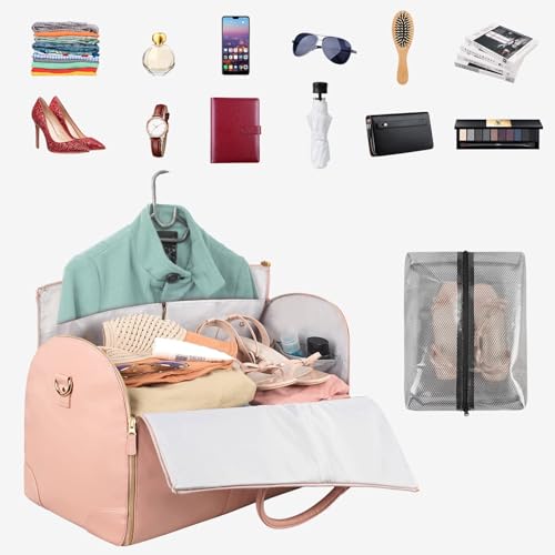 Convertible Garment Duffle Bag for Travel, Pink - color: Pink