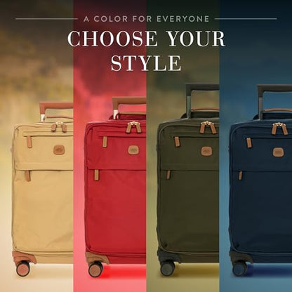 Bric's X-Travel 21” Carry-On Spinner – Airline Approved Luxury Softside Luggage with 360° Wheels, Recycled Water-Resistant Fabric, Interior Pockets, and Leather Details – Navy - color: Navy, size: Carry-On