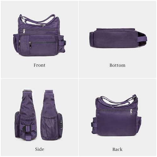 VOLGANIK ROCK RFID Anti Thief Crossbody Bag for Women Waterproof Shoulder Bag Messenger Bag Casual Nylon Purse Handbag - color: Purple