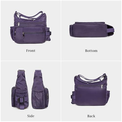 VOLGANIK ROCK RFID Anti Thief Crossbody Bag for Women Waterproof Shoulder Bag Messenger Bag Casual Nylon Purse Handbag - color: Purple