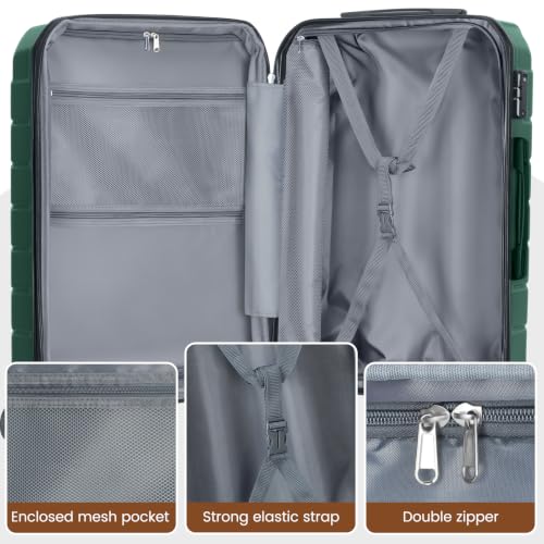 Luggage Sets 3 Piece Lightweight Durable Hardshell Suitcase Green - color: Olive Green