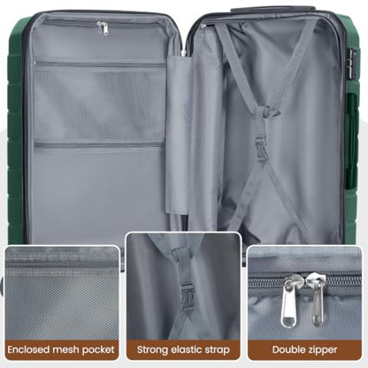 Luggage Sets 3 Piece Lightweight Durable Hardshell Suitcase Green - color: Olive Green