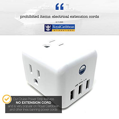 Cruise On Non Surge Cruise Approved Power Strip [3 USB & 3 AC] - color: [3 USB & 3 AC]