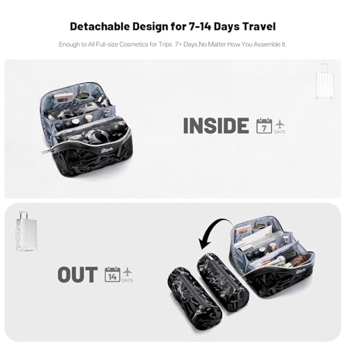 BOYATU Makeup Bag, Makeup Organizer, Toiletry Travel Bag for Women - Black - color: D-2-Black