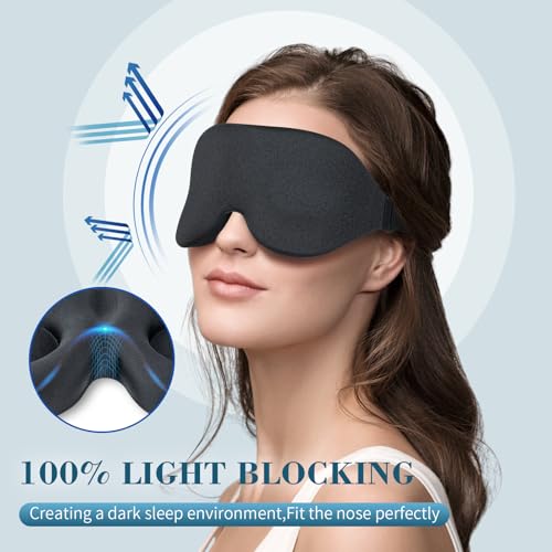 ZGGCD Sleep Mask for Side Sleeper, Light Blocking Eye Mask for Women Men - color: Black