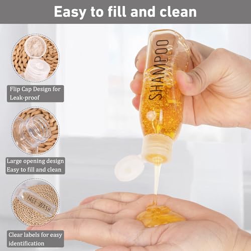 Travel Bottles for Toiletries 6 PCS 3.4oz Plastic Bottles Clear - color: Clear