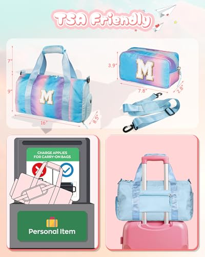 Dance Recital Gifts for Girls-Girl Gym Bag with Shoe Compartment - color: Rainbow Blue, style: E