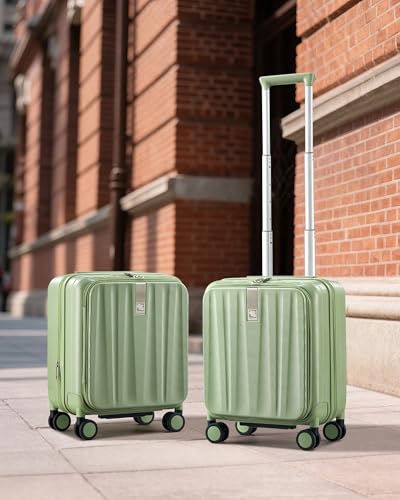 Hanke Top Opening Carry-On - Expandable 16 Inch Airline Approved Spinner - color: Bamboo Green, size: 16 Inch Expandable