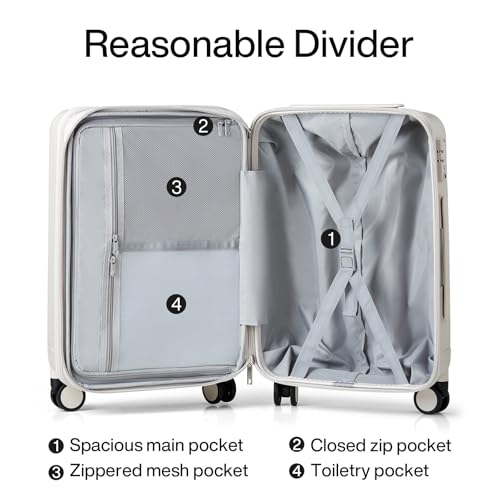 Hanke Expandable Hard Shell Luggage Sets, 3 Piece, 20/24/29 Inch - color: Ivory White, size: 3 Pc Set EXT (20/24/29)