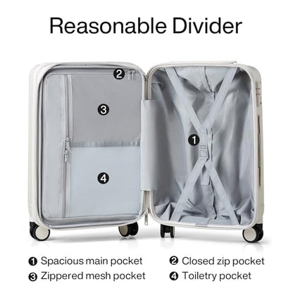 Hanke 29 Inch Expandable Large Checked Luggage with 8 Spinner Wheels - color: Ivory White, size: 29 Inch EXT