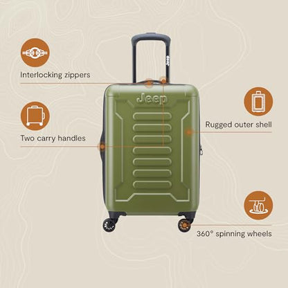 Jeep JH004C Hardside Expandable Luggage with Spinner Wheels, Beige, Carry-On 20 Inch - color: Beige, size: Carry-On 20 Inch