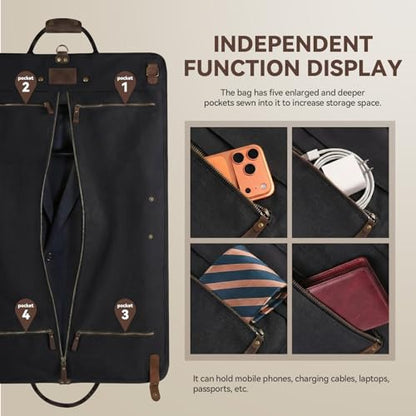 2 In 1 Convertible Garment Bag, Carry On Suit Duffle Bag For Men & Women - color: Black