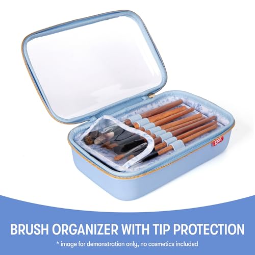 ZIPIT Makeup Bag for Women, Clear Top Travel Cosmetic Case, Light Blue - color: Light Blue