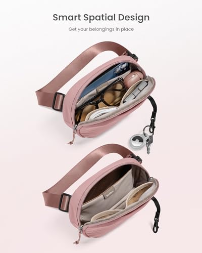 tomtoc Belt Bag with RFID Blocking, Cross Body Fanny Pack for Women Men, Sling Waist Bags with Adjustable Strap for Travel Walk - color: Pink