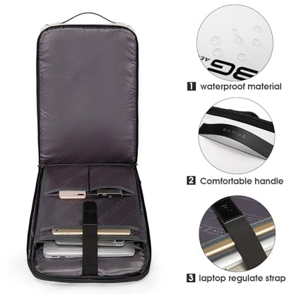 BANGE 비즈니스 스마트 백팩 방수 핏 15.6인치 노트북 백팩, USB 충전 포트 포함, 여행용 내구성 있는 백팩 - color: 화이트.