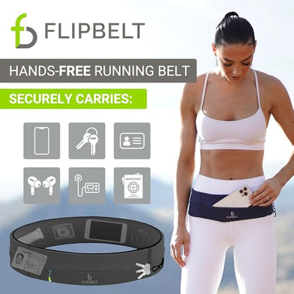 FlipBelt 지퍼 러닝 벨트, 피트니스 및 러닝용 허리 팩, 미국 회사 - color: 탄소., size: S