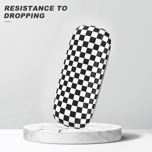 Eyeglasses Case, Hard Shell Protective Case for Glasses, Unisex for Women Men - color: Black Checkred