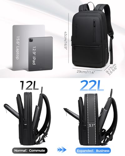 Fenree.geer Work Backpack for Men, Expandable Backpack with USB C Charging Port, Water Resistant 15.6 Inch Laptop Backpack, Black - size: Medium - Business