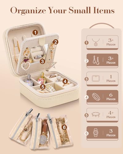 Bistup Travel Jewelry Case - Small Jewelry Organizers and Storage Box for Women Girls Teens Cute Traveling Jewelry Holder with Mirror Little Tiny Compact Modern Unique Aesthetic Pretty, Western - style: Western