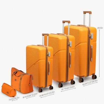 Cosbarn Luggage Sets, Durable 20,24,28 inch Suitcase Sets With Wheels - color: Orange