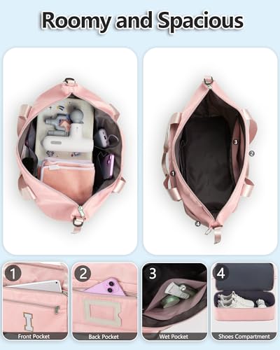 Women Girl Birthday Gifts Weekend Sleepover Overnight Duffle Bag - color: Pink, style: L