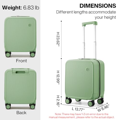 mixi Underseat Carry on Luggage 16 Inch Hardshell PC Suitcase with Spinner Wheels TSA Lock for Travel, Avocado Green - color: Avocado Green TSA2, size: 16-inch