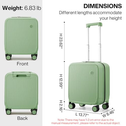 mixi Underseat Carry on Luggage 16 Inch Hardshell PC Suitcase with Spinner Wheels TSA Lock for Travel, Avocado Green - color: Avocado Green TSA2, size: 16-inch