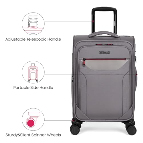 2-Piece Set(22/32in) Upright Spinner Softshell Luggage Sets - color: Grey, size: 2-Piece Set (22 inch/32 inch)