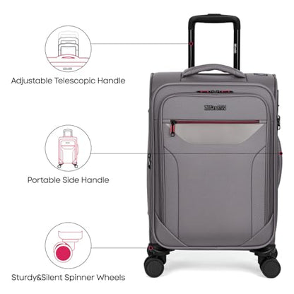 2-Piece Set(22/32in) Upright Spinner Softshell Luggage Sets - color: Grey, size: 2-Piece Set (22 inch/32 inch)