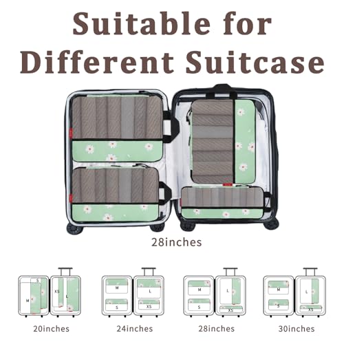 U+U 4 Set Compression Packing Cubes, Travel Organizers (Daisy) - color: Daisy, size: 4 Set
